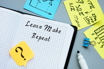 Financial concept about Learn Make Repeat with phrase on the sheet.
