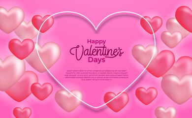 Happy valentine's day greeting card with 3d heart shape
