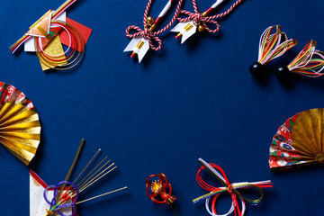 Japanese New Year frame material. New Year, Happy New Year, coming-of-age ceremony, Shichigosan,...