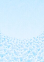 下にハート模様が広がる淡いブルーのイラスト