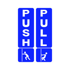 Pull and push to open. Vector illustration. Push door icon & Pull door icon