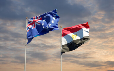 Flags of Egypt and Cook Island.