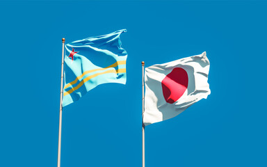 Flags of Japan and Aruba.