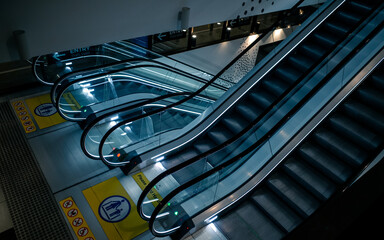 moving escalator in a mall