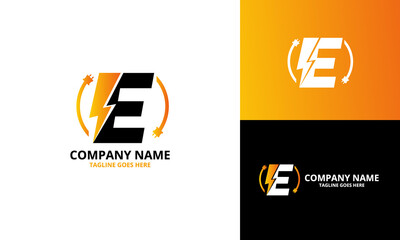 Flash initial letter E Logo Icon Template. Illustration vector graphic. Design concept Electrical Bolt With letter  symbol. Perfect for corporate, technology, initial , more technology brand identity