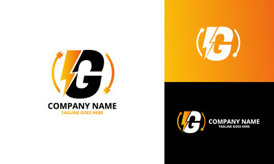 Flash initial letter G Logo Icon Template. Illustration vector graphic. Design concept Electrical Bolt With letter  symbol. Perfect for corporate, technology, initial , more technology brand identity