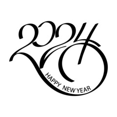 Happy 2024 New Year. Holiday Vector Illustration With Lettering Composition.