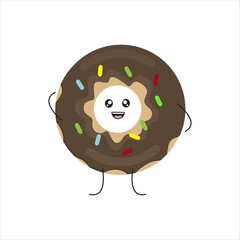 cute kawai donut mascot illustration vector eps 10