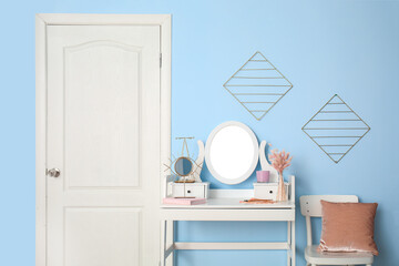 Stylish interior of comfortable room with mirror