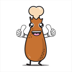 cute mascot illustration thumbs up chicken thighs