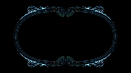 the horizontal glass figure is isolated on a black background