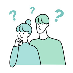 悩む・考える男女のイラスト
