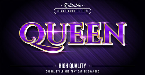 Editable text style effect - Luxury Queen With Purple and Silver text style theme.