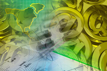 Mail signs, graph and map