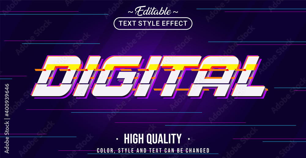 Aufkleber Editable text style effect - Tech Digital text style theme.