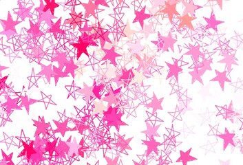 Light Red vector background with colored stars.