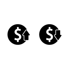 cost reductions icon, decrease icon, increase icon vector symbol