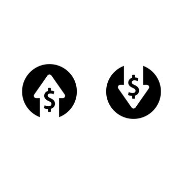 cost reductions icon, decrease icon, increase icon vector symbol