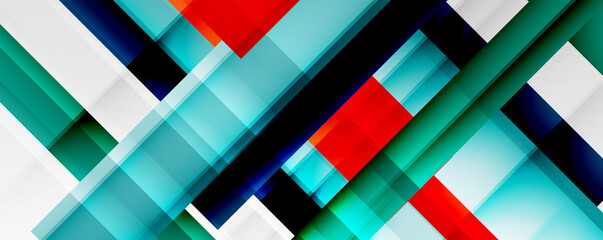 Geometric abstract backgrounds with shadow lines, modern forms, rectangles, squares and fluid gradients. Bright colorful stripes cool backdrops