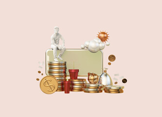 3D rendering showing layout Business career finance
