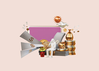3D rendering showing layout Business career finance
