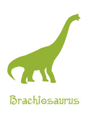 Brachiosaur Dinosaur Vector illustration silhouette. green dinosaurs, kids dinosaur name prints green, boys bedroom wall art, dino room, kids dinosaur posters.