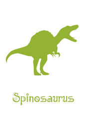 Obraz premium Spinosaurus Dinosaur Vector illustration silhouette. green dinosaurs, kids dinosaur name prints green, boys bedroom wall art, dino room, kids dinosaur posters.