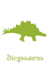 Fototapeta premium Stegosaurus Dinosaur Vector illustration silhouette. green dinosaurs, kids dinosaur name prints green, boys bedroom wall art, dino room, kids dinosaur posters.