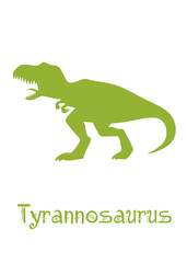 Tyrannosaurus rex Dinosaur Vector illustration silhouette. green dinosaurs, kids dinosaur name prints green, boys bedroom wall art, dino room, kids dinosaur posters.