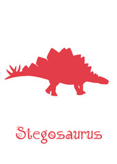 Stegosaurus Dinosaur Vector illustration silhouette. red dinosaurs, kids dinosaur name prints red, boys bedroom wall art, dino room, kids dinosaur posters.