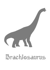 Brachiosaur Dinosaur Vector illustration silhouette. gray dinosaurs, kids dinosaur name prints gray, boys bedroom wall art, dino room, kids dinosaur posters.