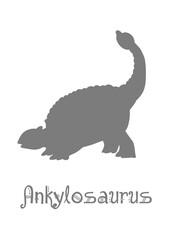 Ankylosaur Dinosaur Vector illustration silhouette. gray dinosaurs, kids dinosaur name prints gray, boys bedroom wall art, dino room, kids dinosaur posters.