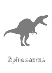 Spinosaurus Dinosaur Vector illustration silhouette. gray dinosaurs, kids dinosaur name prints gray, boys bedroom wall art, dino room, kids dinosaur posters.