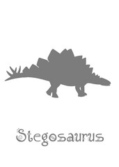 Stegosaur Dinosaur Vector illustration silhouette. gray dinosaurs, kids dinosaur name prints gray, boys bedroom wall art, dino room, kids dinosaur posters.