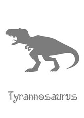 Tyrannosaur Dinosaur Vector illustration silhouette. gray dinosaurs, kids dinosaur name prints gray, boys bedroom wall art, dino room, kids dinosaur posters.
