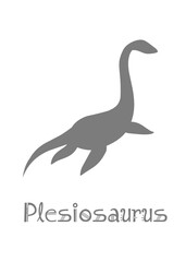 Plesiosaur Dinosaur Vector illustration silhouette. gray dinosaurs, kids dinosaur name prints gray, boys bedroom wall art, dino room, kids dinosaur posters.