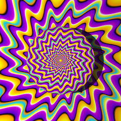 Colorful  background with growing sphere. Optical expansion illusion.