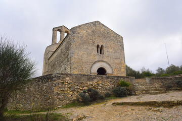 Fototapeta na wymiar Romanesque church of Sant Miquel de Olerdola, Barcelona province, Catalonia, Spain