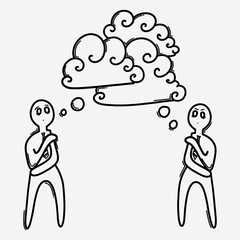 Businessman thinking. Doodle vector icon. Drawing sketch illustration hand drawn cartoon line eps10