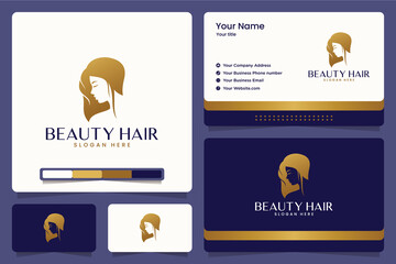 Obraz na płótnie Canvas beauty hair , haircut , salon , logo design and business cards