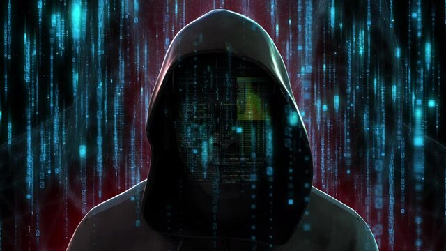 4K Cybersecurity concept.hacker hacking artificial neural network.