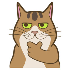 Cartoon funny pensive cat