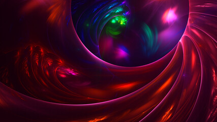 3D rendering abstract multicolor fractal light background