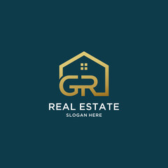 Letter gr home logo for real estate