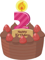 バースデーケーキ, 誕生日ケーキ, バースデー, ハッピーバースデー, 誕生日, ケーキ, ホールケーキ, 生クリーム, クリーム, チョコレート, チョコ, プレート, 食べ物, お菓子, デザート, スイーツ, 洋菓子, プレゼント, イベント, お祝い, 記念日, おやつ, 甘い, かわいい, ギフト, 贈り物, イラスト, フルーツ, 苺, 行事, 年中行事, おいしい, 果物, 赤色, 