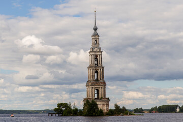 Types Of Kalyazin. Bell tower of the flooded St. Nicholas Cathedral