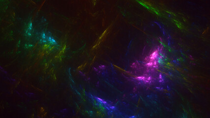 3D rendering abstract multicolor fractal light background
