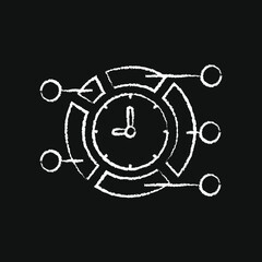 chalk icon, time managment, pie chart with clock