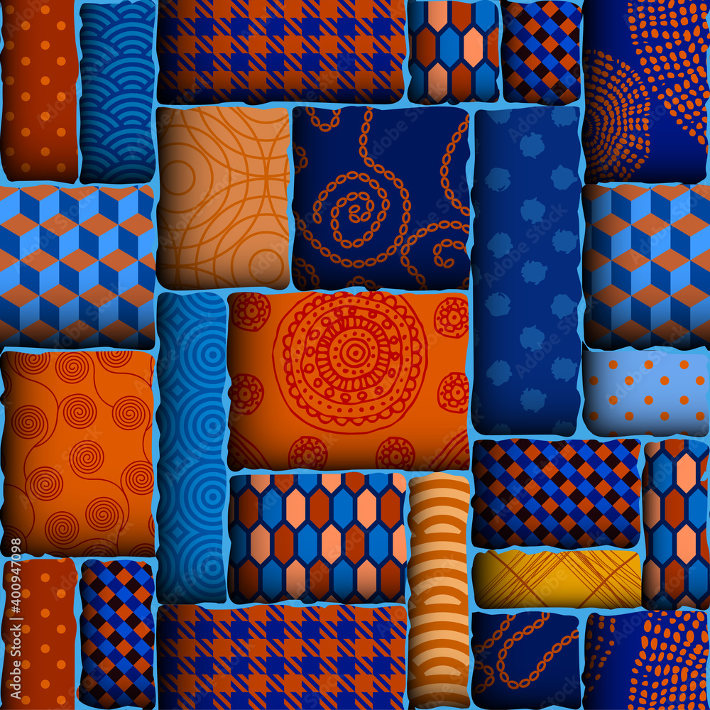Fototapete Paper cut shapes design pattern. Seamless vector pattern.