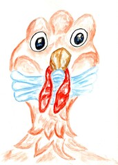 Turkey in face mask art